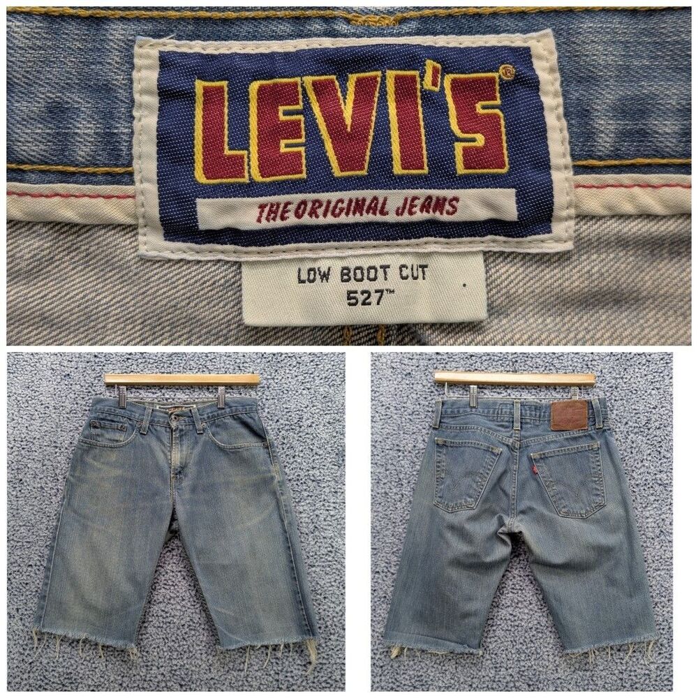 Y2K Levis Bermuda Jean Shorts Size 31 Cutoff Capri Skater Cali Surfer Distressed